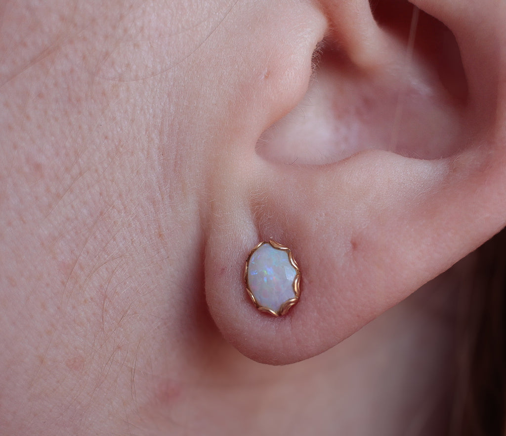 Scalloped Opal Studs