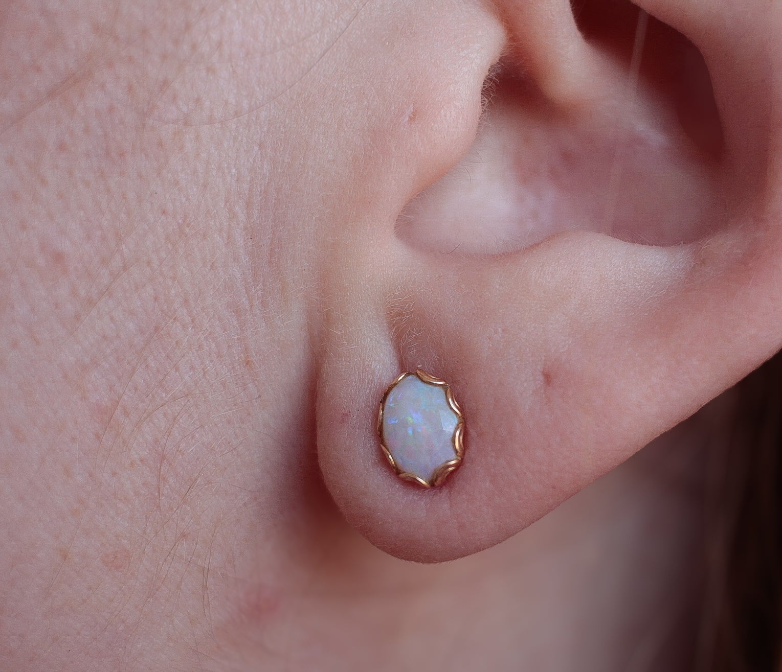 Scalloped Opal Studs
