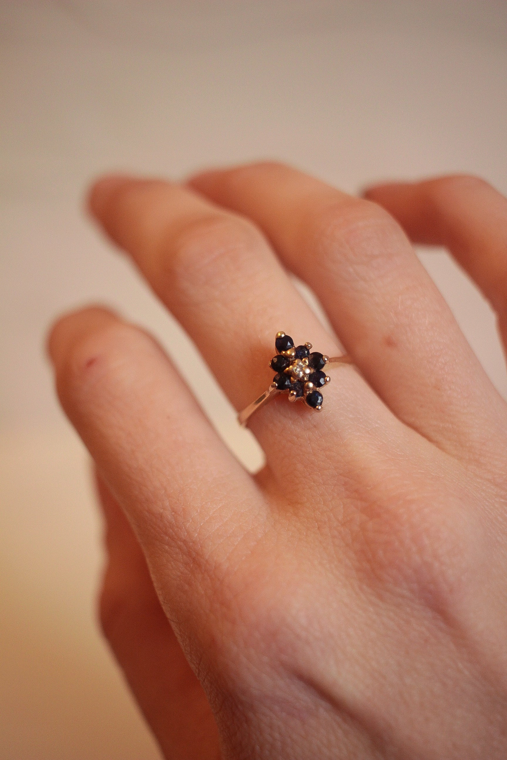 Vintage Sapphire & Diamond Cluster Ring