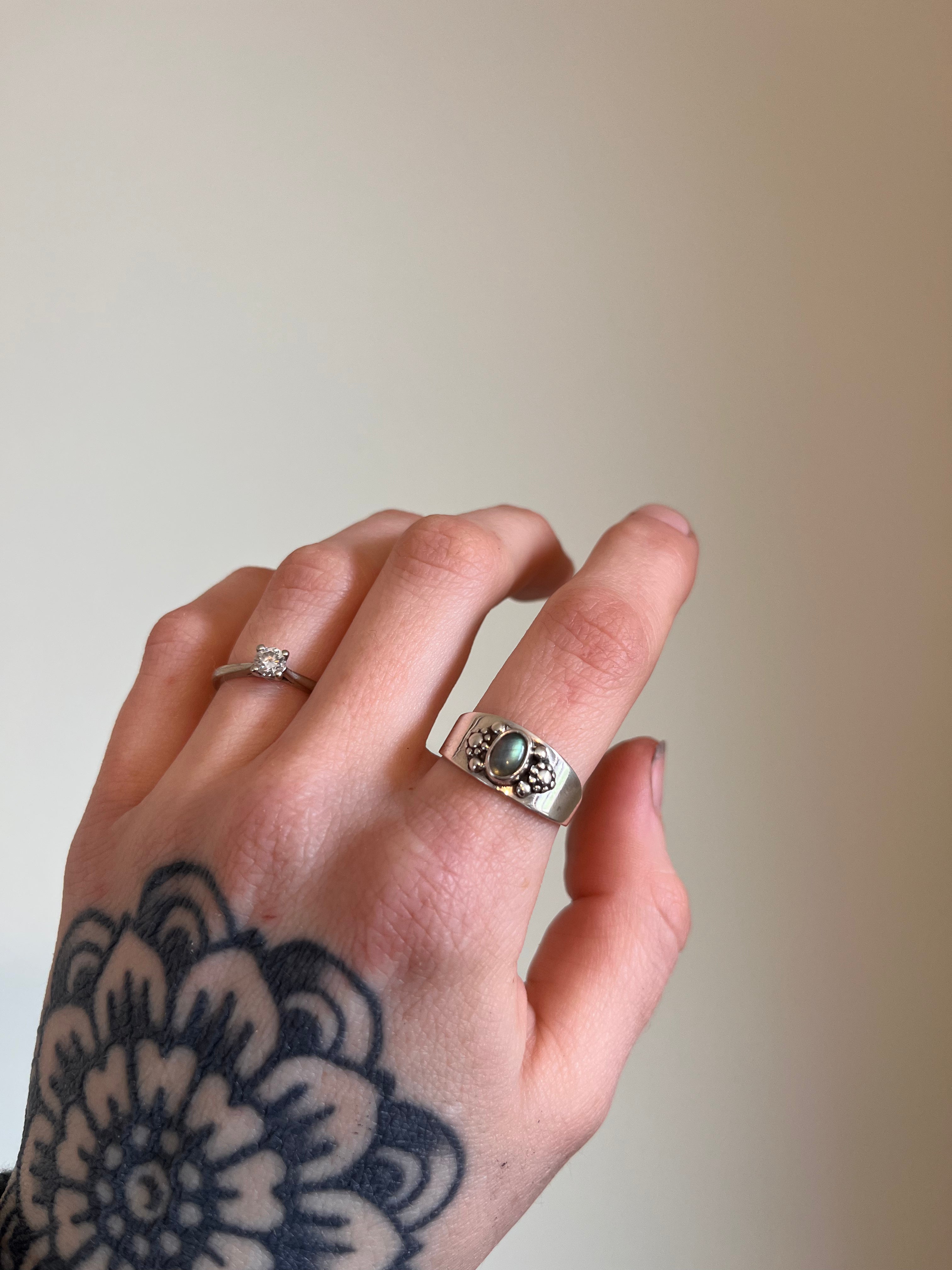 Wide Labradorite Ring