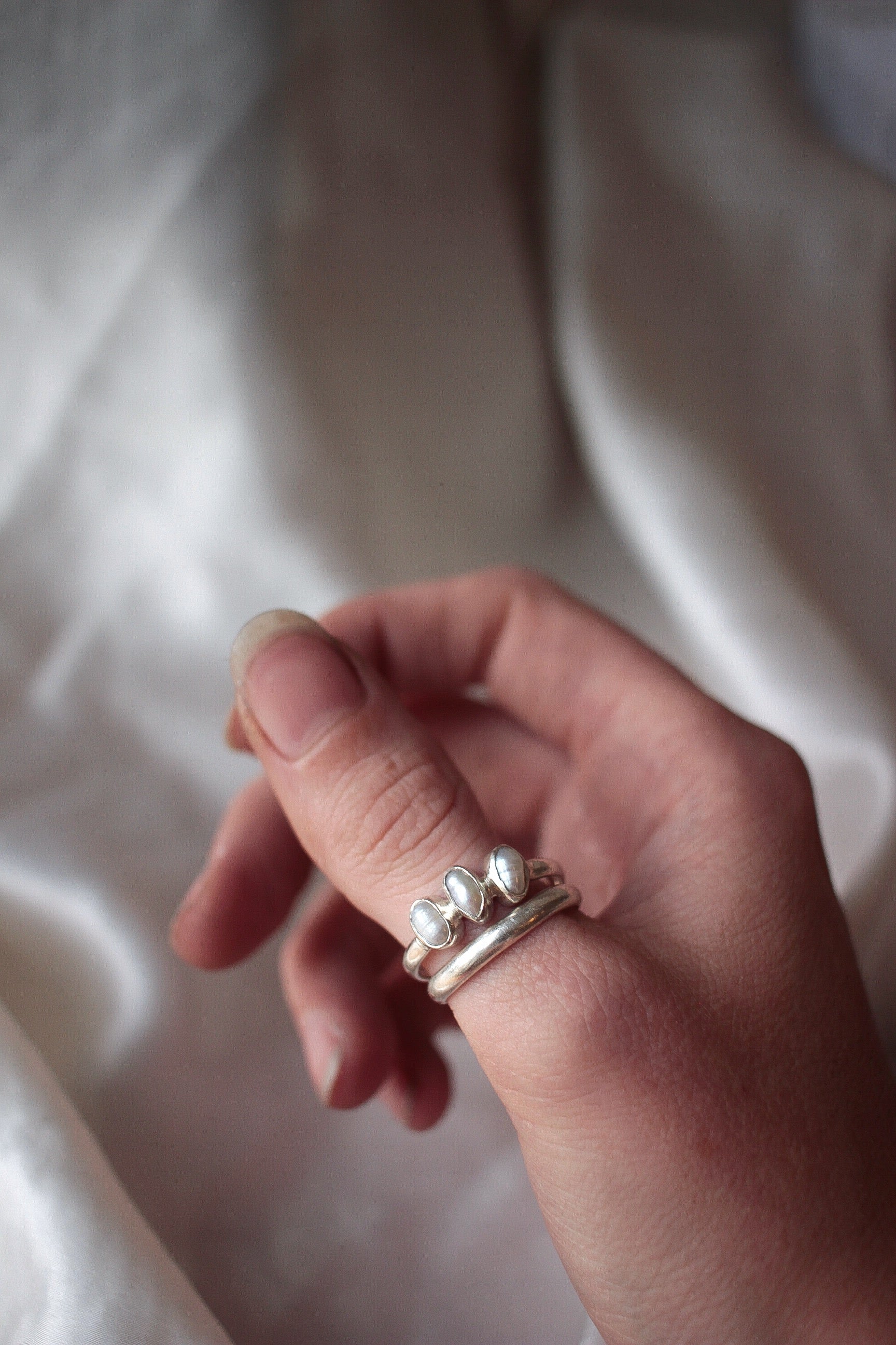 Triple Baroque Pearl Ring