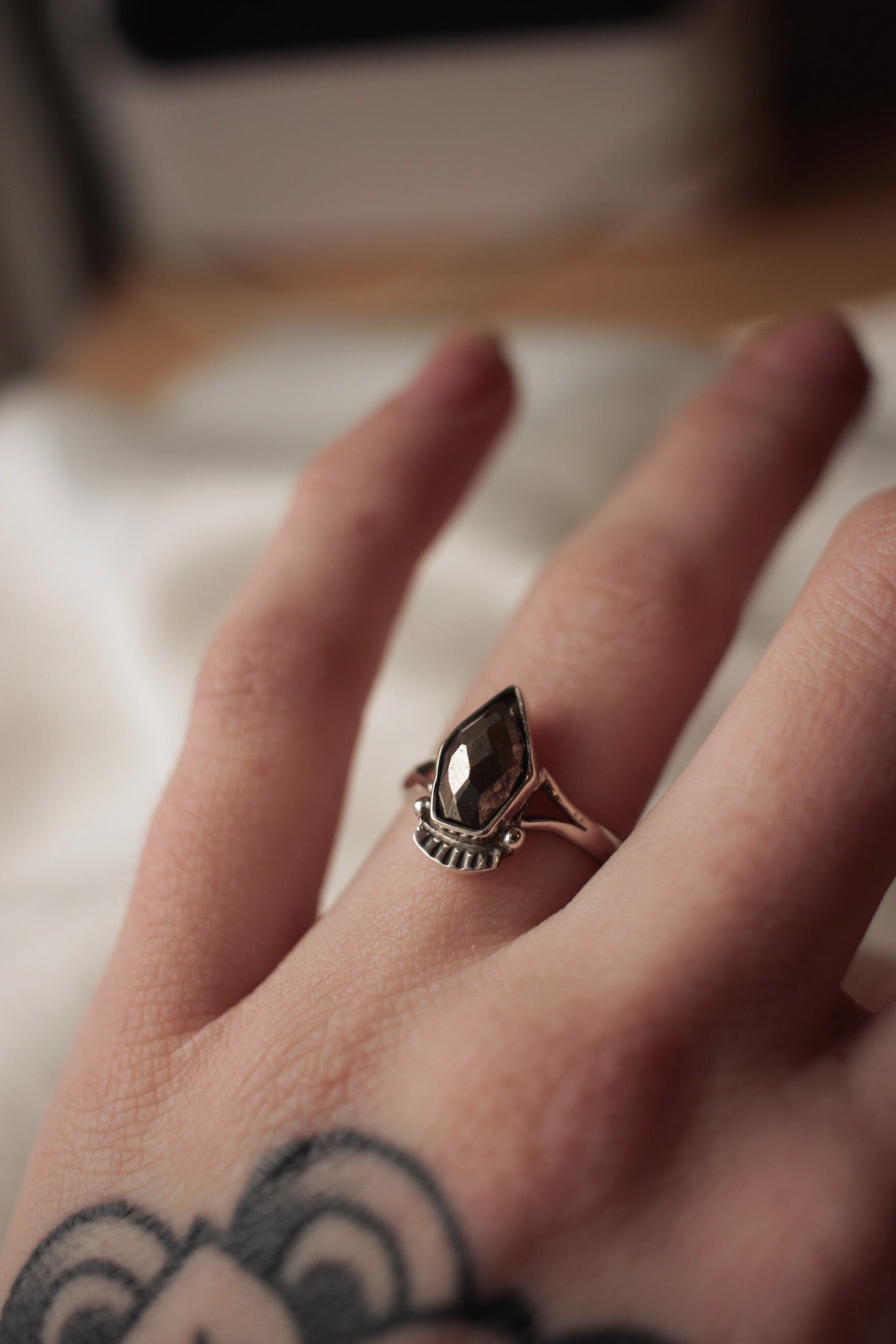 Hematite Shield Ring